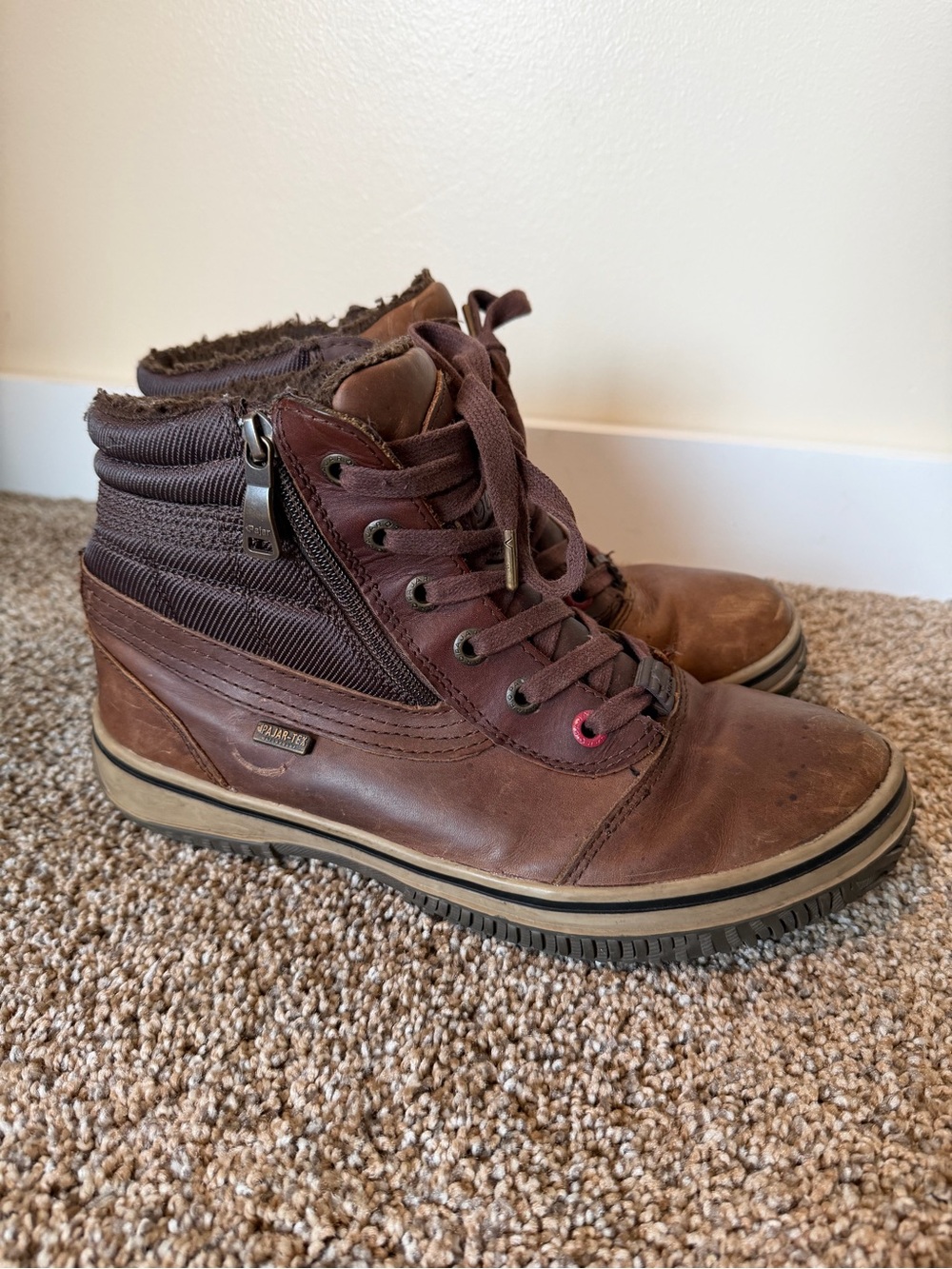 PAJAR Boots Men's Brown Leather Insulated Waterproof Winter Snow Boots